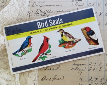 NOS New Old Stock Vintage Dennison Sealed Set of 6 Decorative Bird Prints 