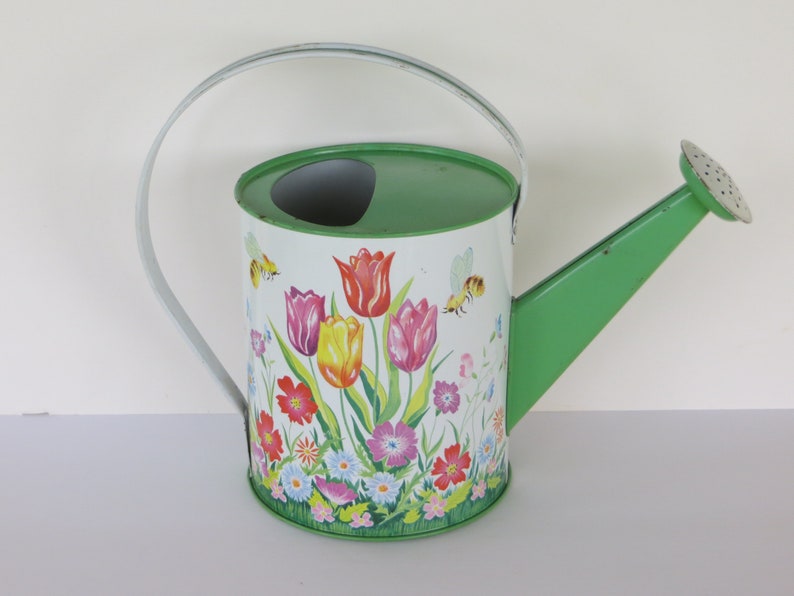 Vintage Ohio Art Tin Litho Watering deals Can-Child's-Tulips and Bee's-NEAR MINT