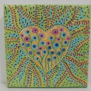 Heart Art: Original Acrylic Painting on Canvas - Gift for Flower Lovers