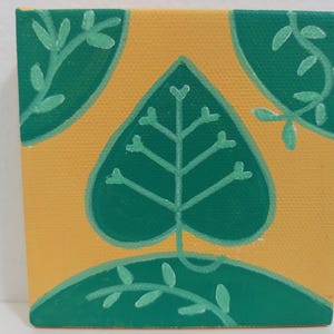Small Leaf Acrylic Painting: Nature Lover Gift, 4&quot;x4&quot; Canvas