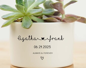 Regalo de aniversario, regalos de boda personalizados, maceta con nombre de pareja, regalos de aniversario, maceta para pareja, regalos para mamá/esposa/mujer