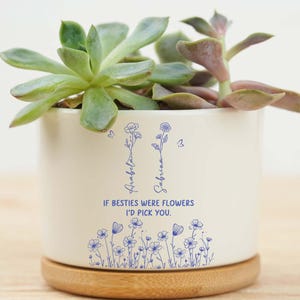 Vaso de flores personalizado para o mês de nascimento de melhor amiga, vaso de cerâmica floral personalizado para amizade, presente para melhores amigas, presente para melhor amiga, presentes de amizade