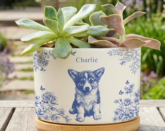 Gepersonaliseerde plantenbak voor huisdier, aangepaste foto bloempot huisdier, geschenk hond of kat verlies, aandenken huisdier