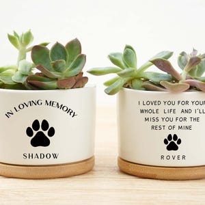 Personalized Dog Memorial Gift Planter,Pet Memorial Gift Plant Pot,Custom Flower Pot with Bamboo Tray,Loss of Dog,Never Forgotten Plant Pot
