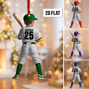 Personalized Kid Baseball Player 2D Flat Ornament, Custom Name Baseball Ornament, Baseball Keepsake, Baseball Uniform Ornament,Gift for Kids