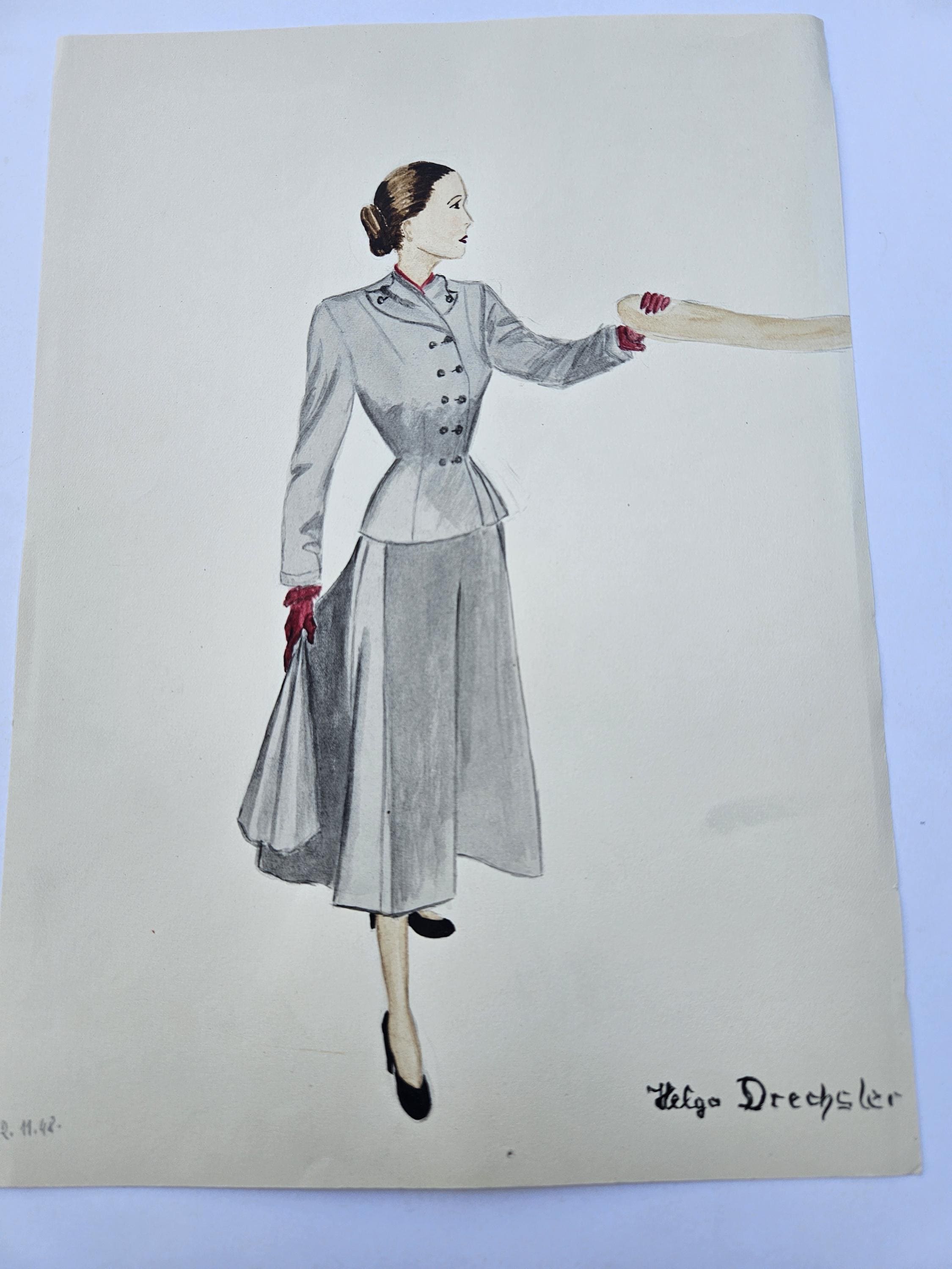 1940s Fashion Sketch - Etsy