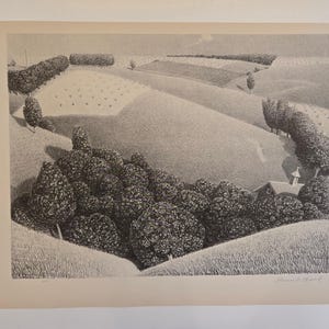 1939 WPA Era  - Vintage print - &quot;July Fifteenth&quot; by Grant Wood – Vintage Reproduction of 1930s American Regionalist Lithograph