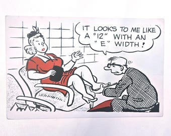 Vintage Risqué Comic Postcard Large 5.5x8.5 | Unused Pin-Up Humor | Mid Century Cartoon Gag Card | Retro Ephemera Collectible