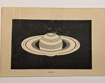 Gravuras antigas de 1877 sobre ciência e céu, "Meia Hora no Ar e no Céu", gravura em madeira de astronomia da era vitoriana, arte da Academia Sombria, opção de placa