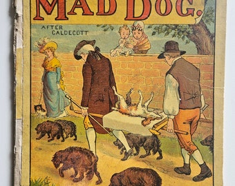 Antique illustrated Children's Book: An Elegy on the Death of a Mad Dog by Randolph Caldecott McLoughlin Brothers New York 1880's