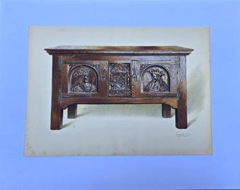 Antique 1904 English Furniture Print | Sudbury's Hutch | “Age of Oak”  | Georgian Decor Wall Art | Original Lithograph| Shirley Slocombe