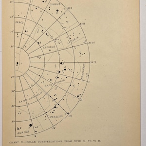 Antike Polar Sternkarte 1910 Sternbild Karte Draco Cygnus Cepheus Lyra Kassiopeia Celestial Astronomie Wand Kunst Antiker Druck