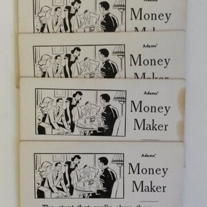 C. Cartão Money Maker Gag de Adams dos anos 1950 - Anúncio de jogo vintage - Placa de varejo