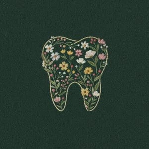 Custom Floral Tooth Embroidery design– Dentist Hygienist Botanical Crewneck – Unique Dental Professional Gift