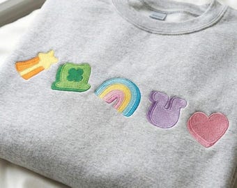 Lucky Charm Embroidery Design, St Patrick’s Day Shamrock Rainbow, Lucky Irish Crewneck Design, Holiday Embroidery File