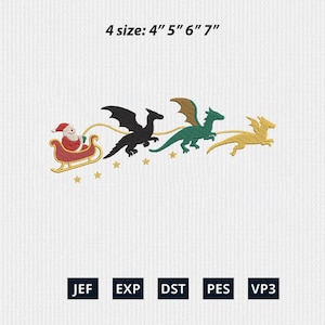 Fourth Wing Christmas Embroidered Design, Dragon Sleigh Holiday Design, Fantasy Christmas, Dragon Rider Design, Booktok Fan Merch Gift