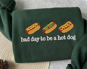 File di ricamo "Brutta giornata per essere un hot dog" - Disegno di ricamo meme divertente, download immediato per felpe, schema di ricamo a macchina per hot dog