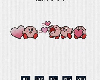 Embroidered Kirby Valentine Design, Funny Valentine's Day Design, Valentines Design, Kirby Heart Design, Valentines Design, Kirby Design