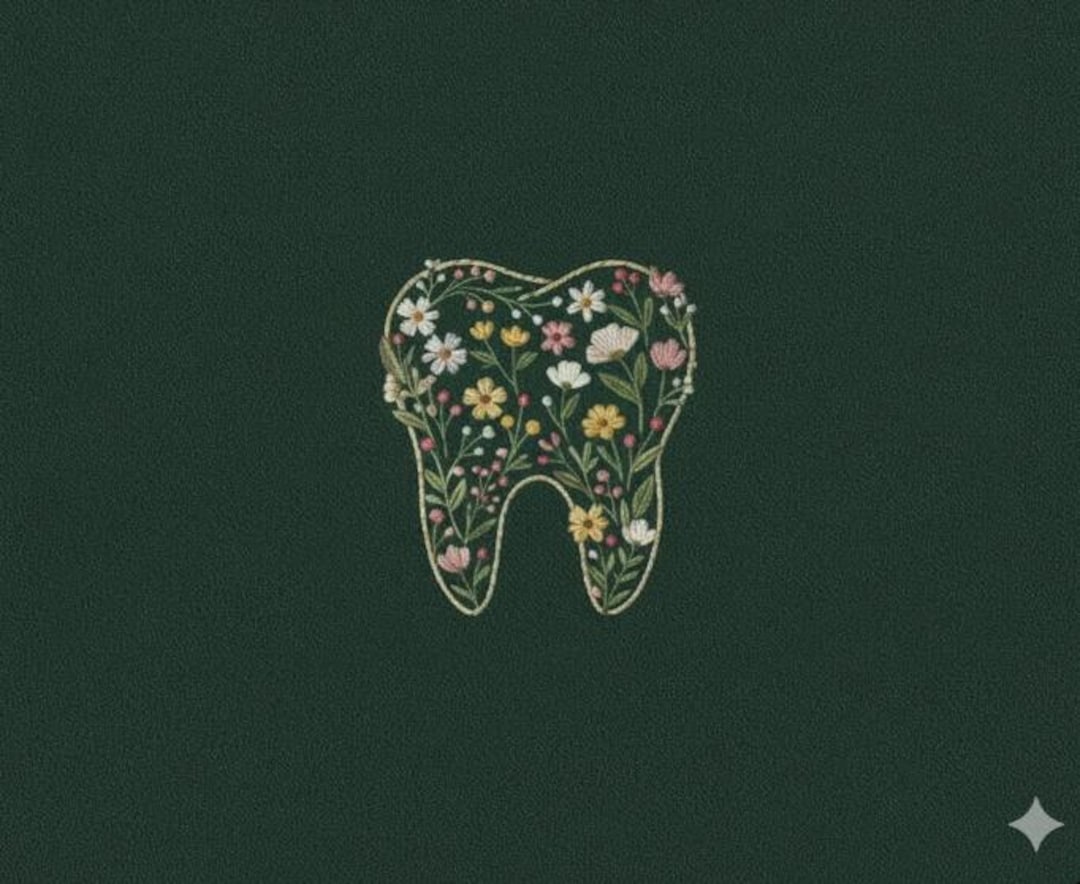 Custom Floral Tooth Embroidery Design– Dentist Hygienist Botanical ...