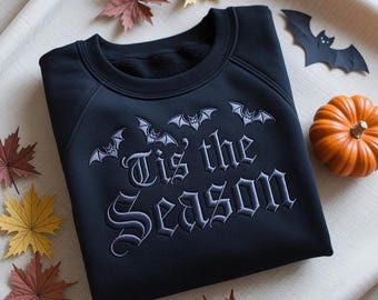 Tis the Season Halloween Embroidered Design, Halloween Design, Vintage Halloween Design, Women's Halloween Design, Ghost Design