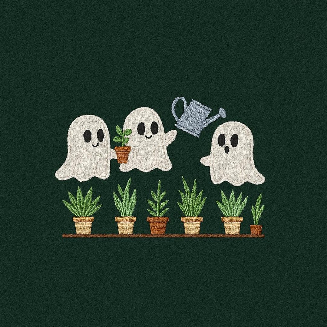 Embroidered Ghost Plant Design, Ghost Plant Lady, Halloween Plants ...