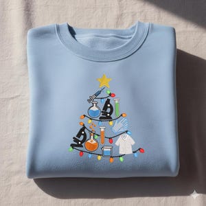 Embroidered Science Christmas Design, Biology Teacher Design, Women In Science Crewneck, Chemist Gift for Scientists, Xmas Tree Design