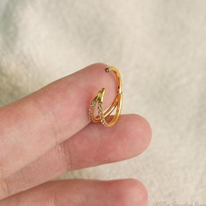16G 18G Surgical Steel Double Hoop Nose Ring • Hinged Clicker Cartilage Hoop • Septum Daith Helix Earring • Gold Silver Piercing Jewelry