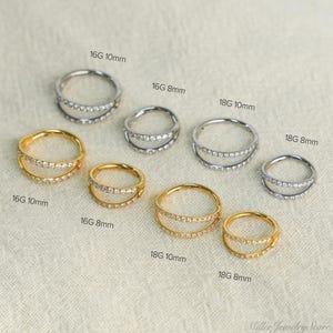 18G 16G Titanium Diamond Double Hinge Ring, Surgical Grade Stainless Steel, Helix Earrings, Cartilage Rings, septum Ring, Daith Ring