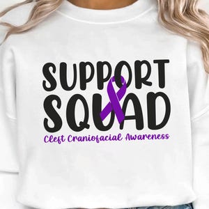 Concienciación sobre la fisura craneofacial SVG PNG: Cinta morada del equipo de apoyo (descarga digital)