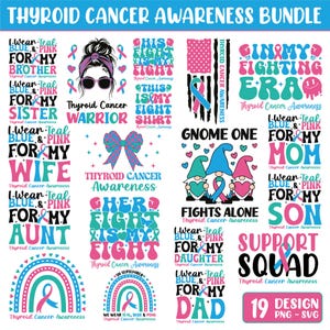 Thyroid Cancer Awareness SVG PNG Bundle: Ribbon Warrior, Sublimation Design (Digital Download)