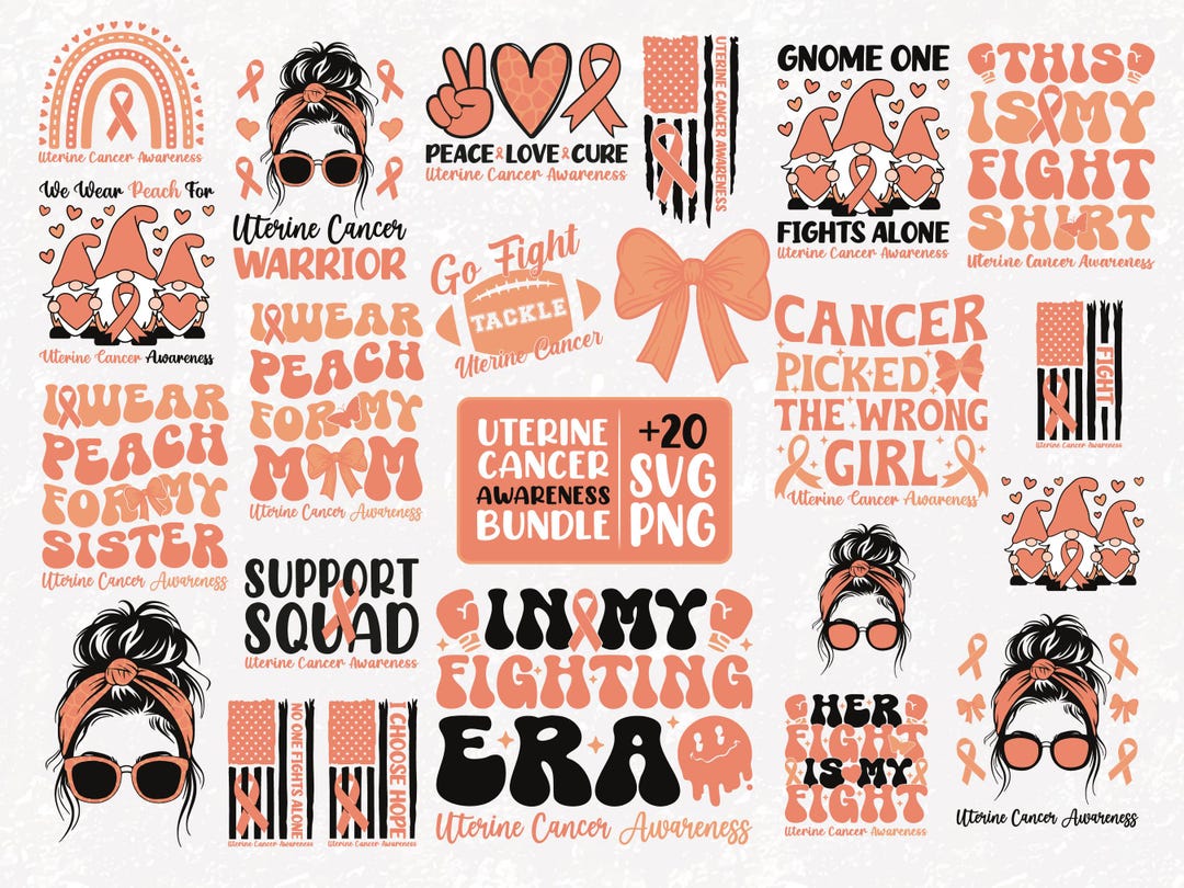Uterine Cancer Awareness Svg Png Bundle, Peach Ribbon Svg, Endometrial ...