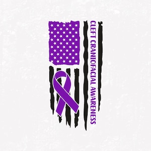 Bandera de Concientización sobre la Fisura Craneofacial: Cinta Morada SVG PNG (Descarga Digital)