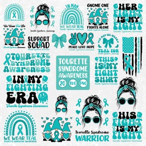 Tourette-syndrom Bewusstseins-Svg-Bundle, Tourette-syndrom Bewusstsein Png-Bundle, Tourette-syndrom Krieger Unterstützung Familie Sublimation Designs