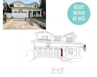Custom House Line Art: Ritratto personalizzato della casa (file digitale)