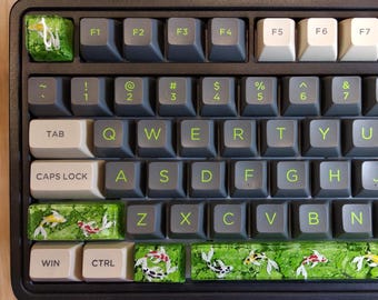 Koi fish spacebar keycap for cherry MX ,green keycap artisan, Koi fish keycap, birthday gift, gift for him, father day gift, anime keycap