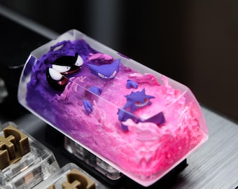Custom 2u-2.75u keycap keycap artisan for mechanical keyboard, birthday gift cute gift for him, pokemon keycap gengar Haunter gastly keycap