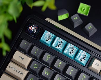Koi fish spacebar keycap for cherry MX ,blue keycap artisan, Koi fish keycap, birthday gift, gift for him, father day gift, anime keycap