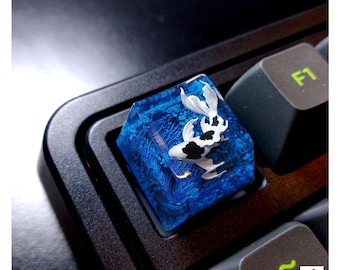Koi fish spacebar keycap for cherry MX ,blue keycap artisan, Koi fish keycap, birthday gift, gift for him, father day gift, blue spacebar