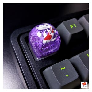 Koi fish keycap resin for cherry MX ,purple keycap artisan, Koi fish keycap, birthday gift, gift for him, father day gift,gaming keycap gift