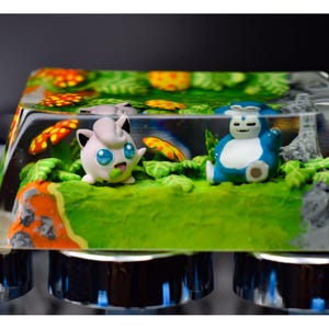 Snor.lax and Jigg.lypuff keycap artisan, resin keycap, custom keycap, birthday gift, gift for him, gift for her, backspace, enter shift key