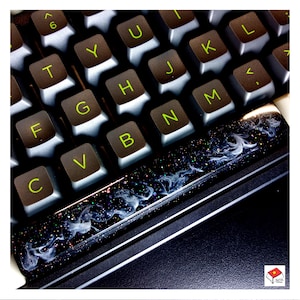 Svartvit mellanslagstangentknapp artisan, mellanslagstangent i resin, anpassad mellanslagstangent, mellanslagstangent 7u, mellanslagstangent 6u, mellanslagstangent 5.5u, mellanslagstangent 6.5u, mellanslagstangent 5.75u