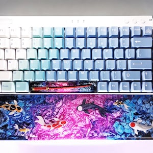 Koi Fish Resin Wrist Rest, gaming decor, Wrist Support,Hand Rest, custom Keyboard Wrist Rest, artisan keycap, blue pink decor gaming