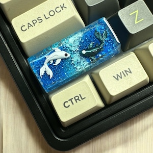 Koi fish keycap artisan for cherry MX ,blue keycap resin, Koi fish keycap 2.25u, koi ying yang, birthday gift, gift for him, father day gift