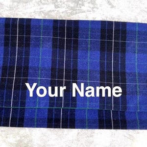 Cartera portadocumentos larga PERSONALIZADA - Tartán azul/forro verde