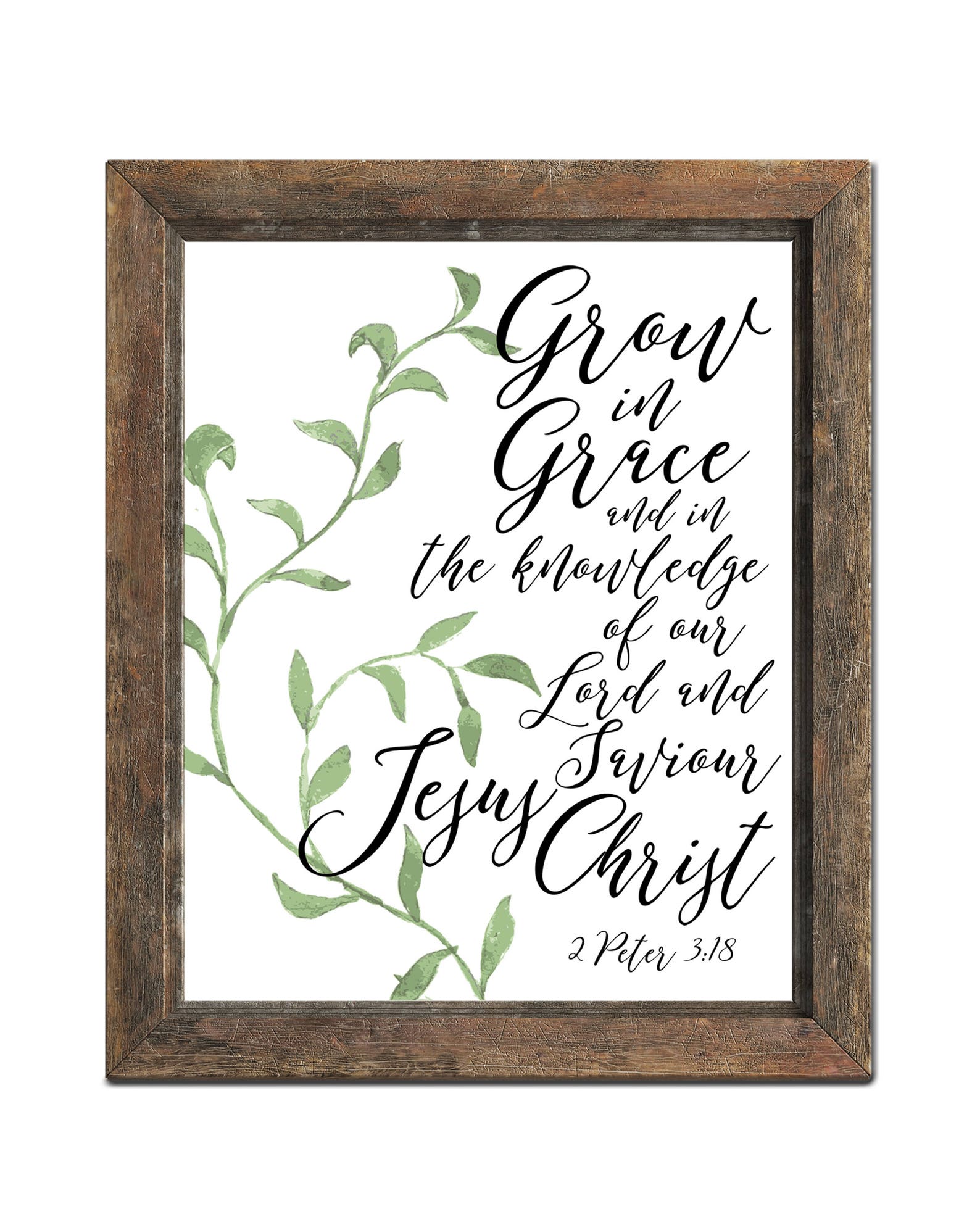 Scripture Printable Art, Grow in Grace, Bible Verse Art, Scripture Wall