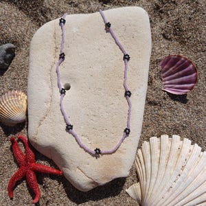 Handmade Lavender Seed Bead Choker  - Y2K Floral Jewelry for Summer  - Cottagecore Necklace