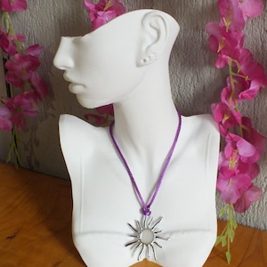 Silver Sun Necklace - Customizable Handmade Satin Cord Necklace