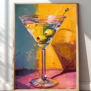 Martini Cocktail Art Print: Retro Bar Wall Decor (Digital Download)