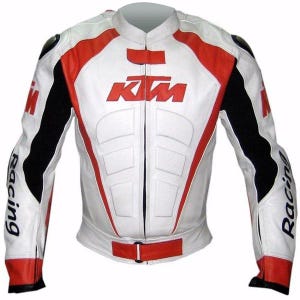 KTM Genuine Handmade Cowhide Biker Racing Leather Jacket With Certified Protectors