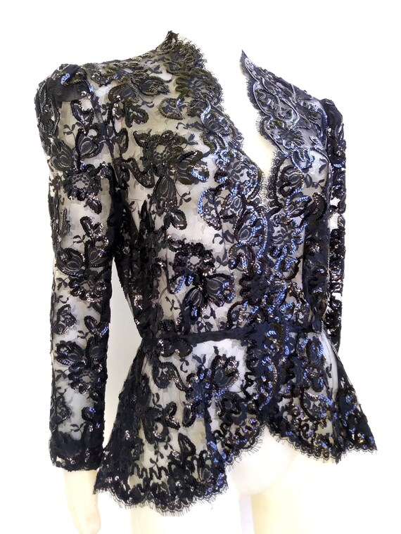 TRAVILLA Vintage Lace Sequin Women's Evening Jacke